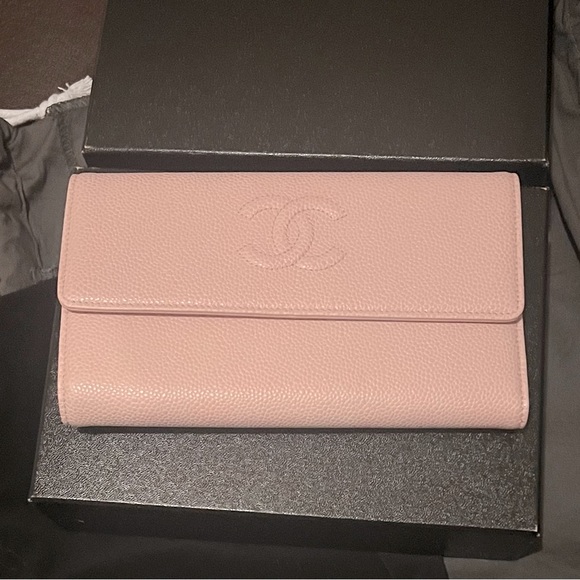 🔥CHANEL Caviar Timeless CC Large Gusset Flap Wallet in Rose Pale - Picture 9 of 16